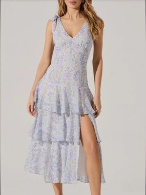NWT Anthropologie ASTR the Label Fen Floral Tie-Strap Ruffle MIDI Dress XL